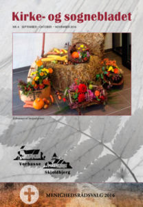 Vorbasse og Skjoldbjergs kirkeblad nr. 4 2016. Foto af høstpynt i sognehuset.