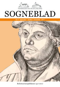 sognebladsforside nr. 4 2017. Med stregtegning af Luther.